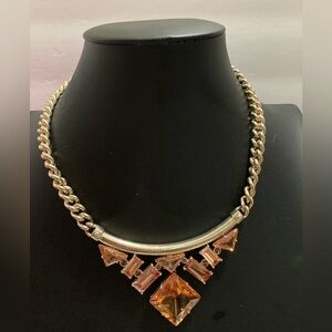 Henri Bendel Topaz Swarovski crystals and brass necklace.